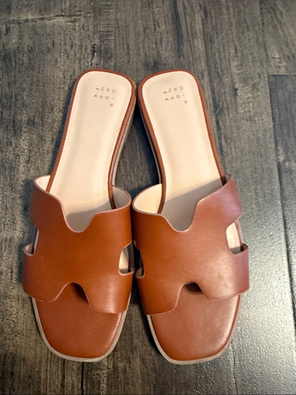 a new day Tan Brown Slide Sandals for Women